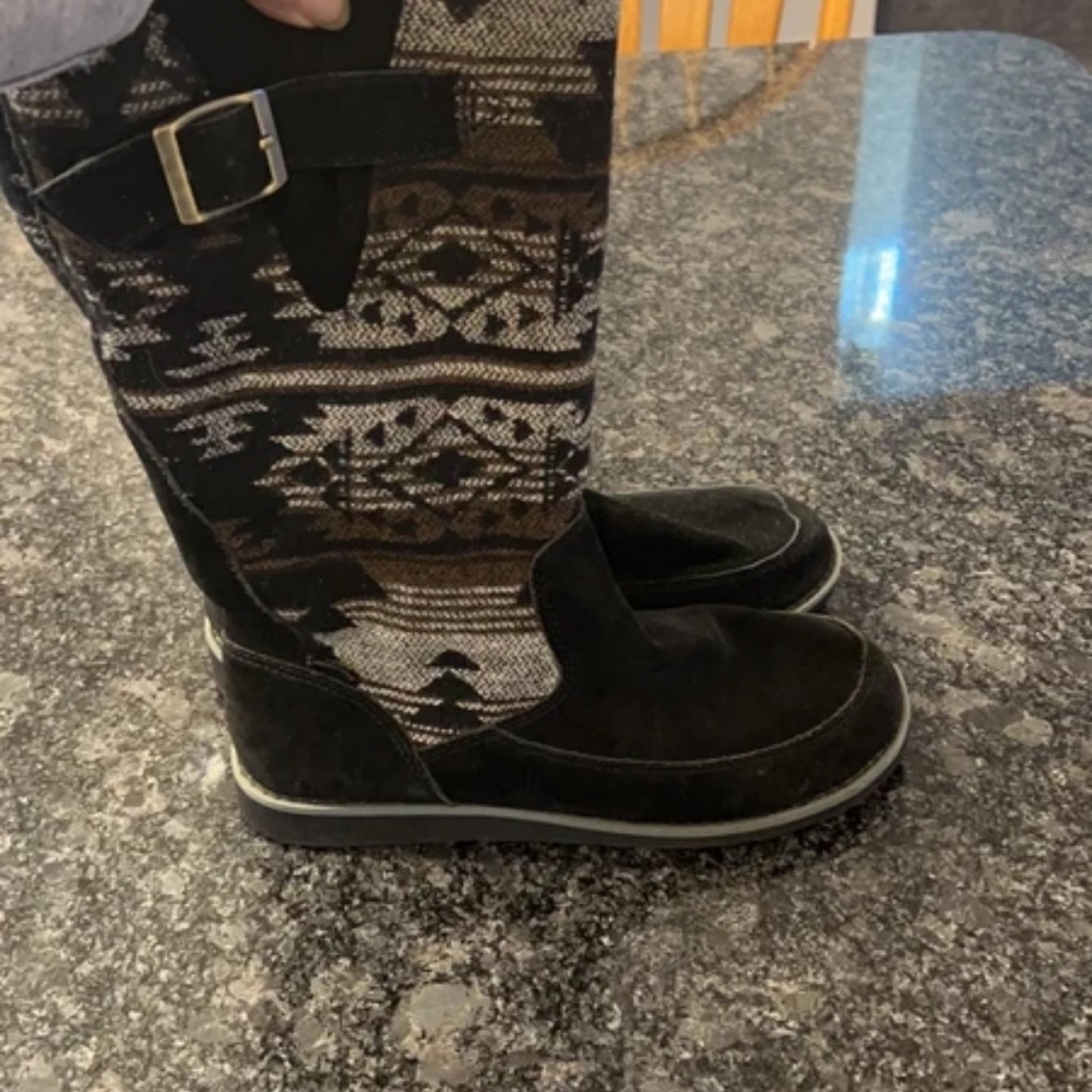 Patterned Black Combat Boots